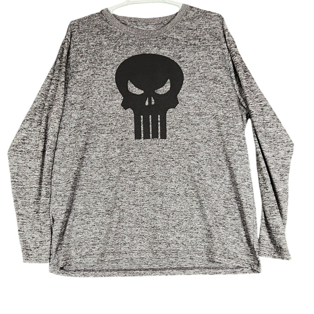 Marvel‎ Punisher Long Sleeve T-Shirt XL Gray Skull Graphic Superhero Mens
